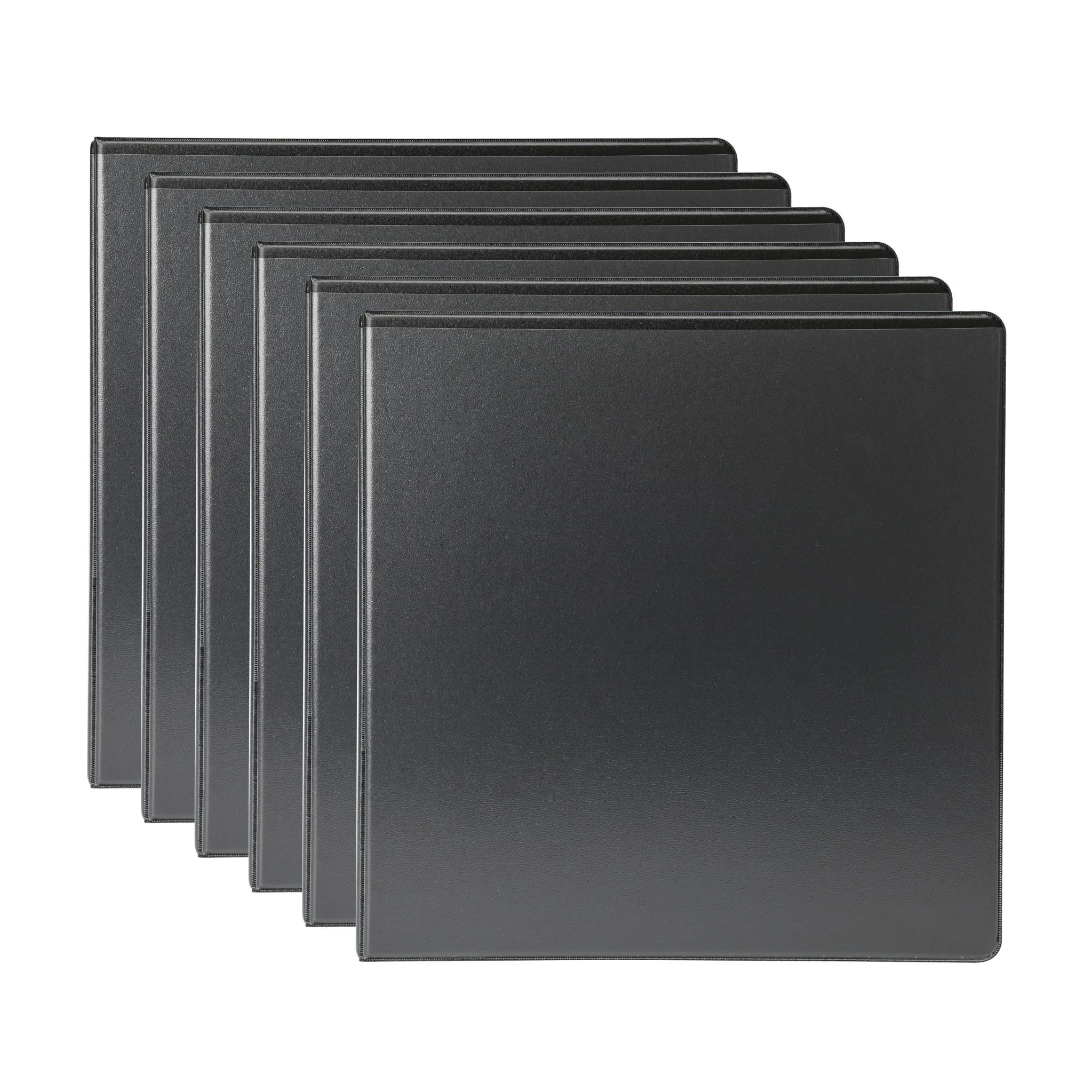 3-Ring View Binder Durable Lightweight Slant D-Ring 2" Ring Type Black 6 Pack