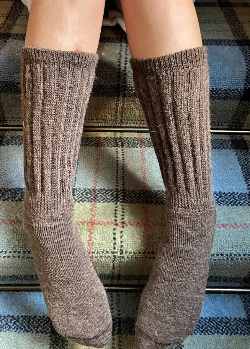 Alpaca Socks- Chocolate, Beige, Ivory & Grey