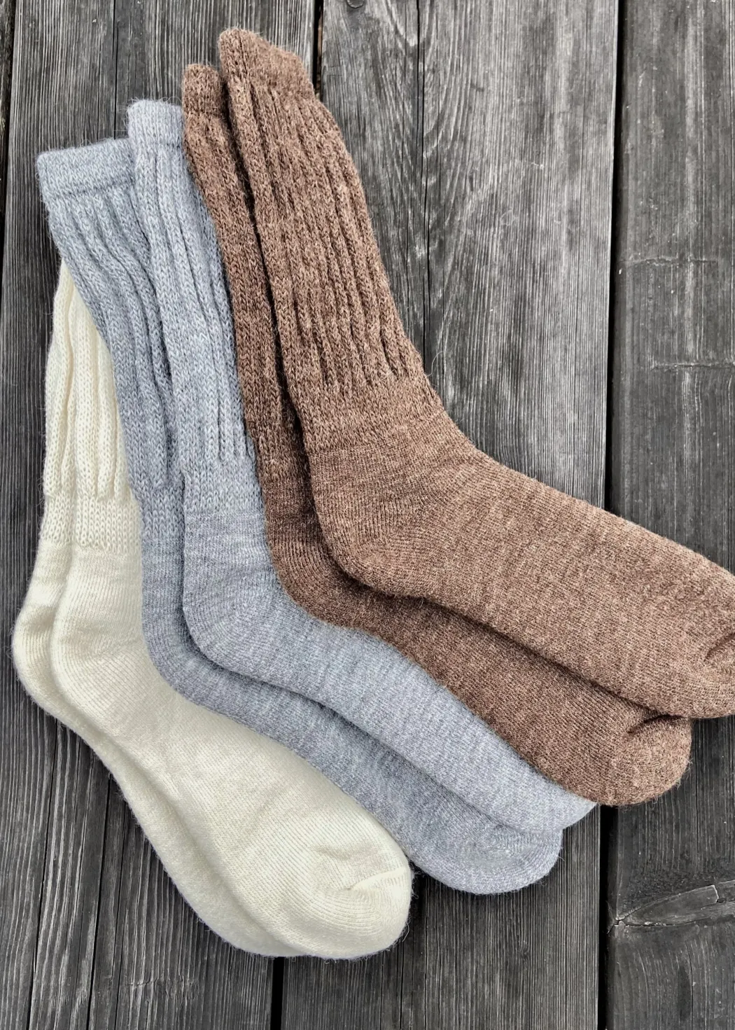 Alpaca Socks- Chocolate, Beige, Ivory & Grey