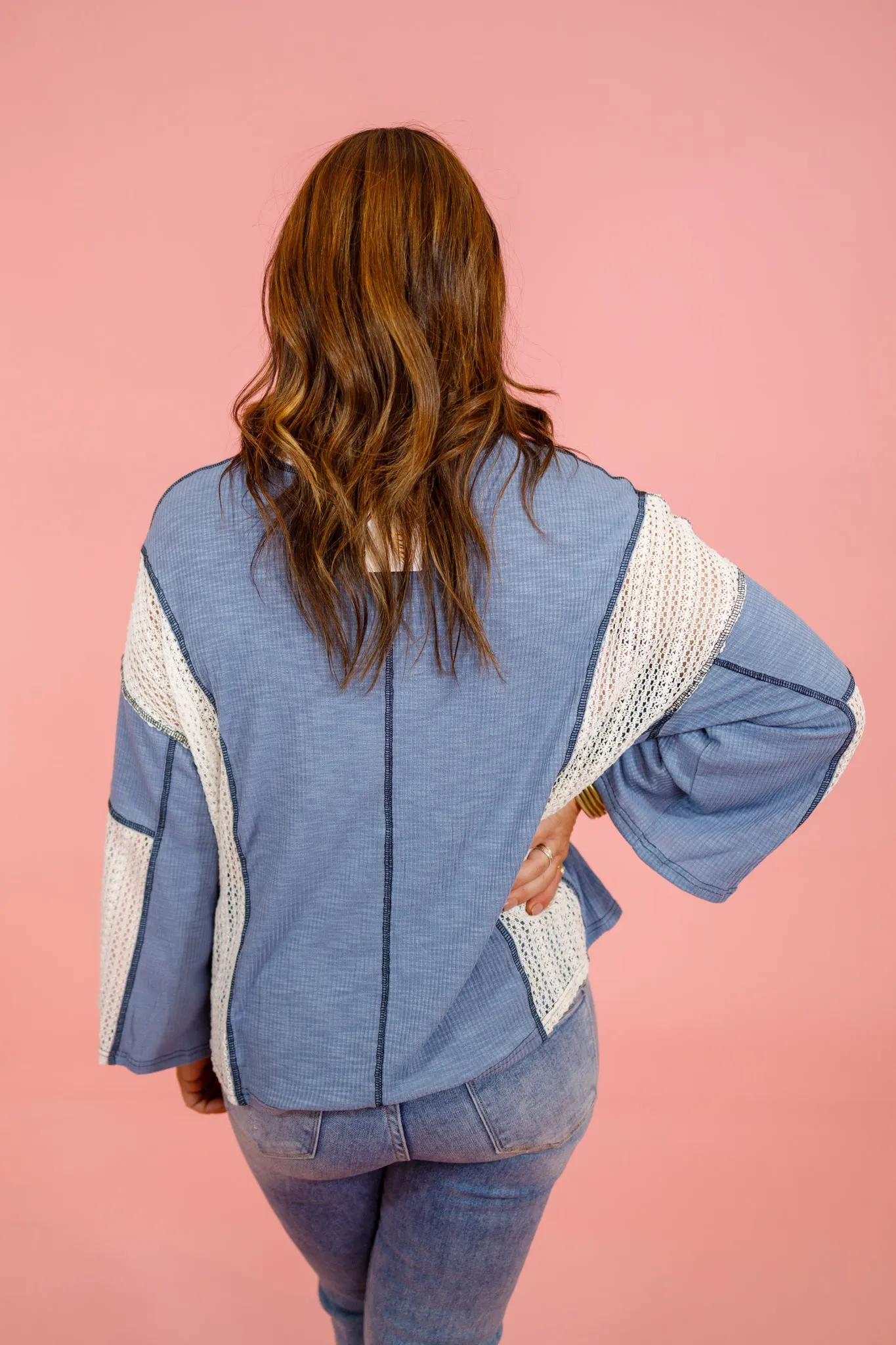 Blue Crochet Combo Top