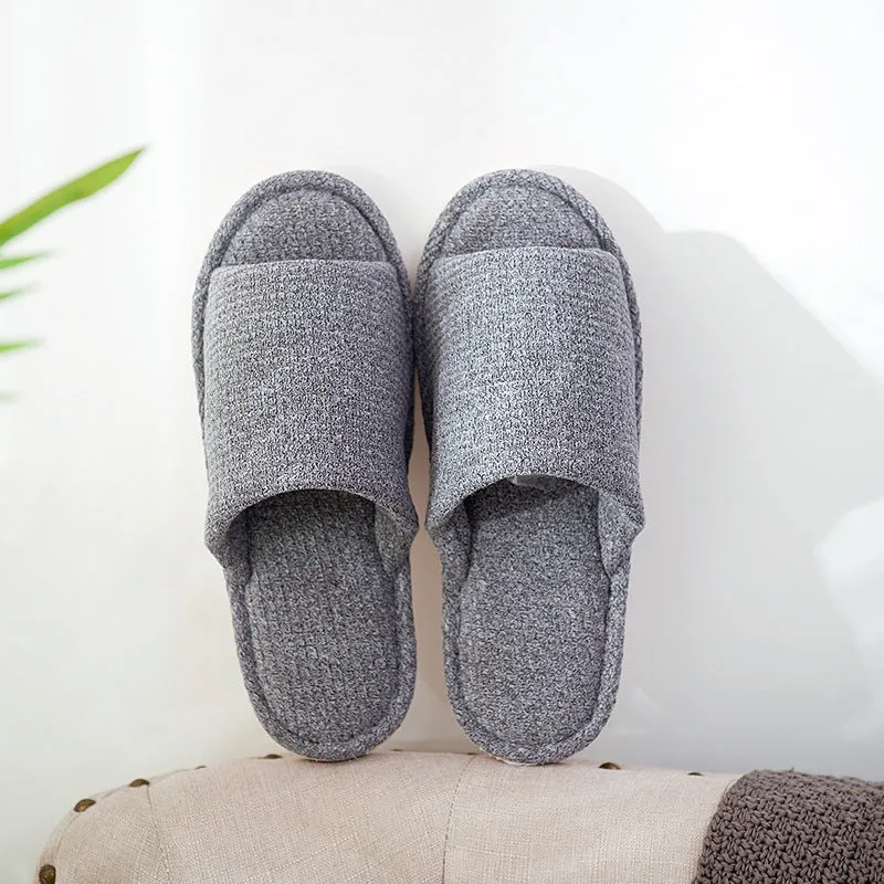 Couple Striped Home Linen Slippers For Women