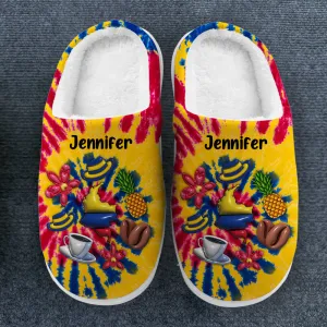 Custom Colombian Slippers With Colombia Symbols Tie Dye