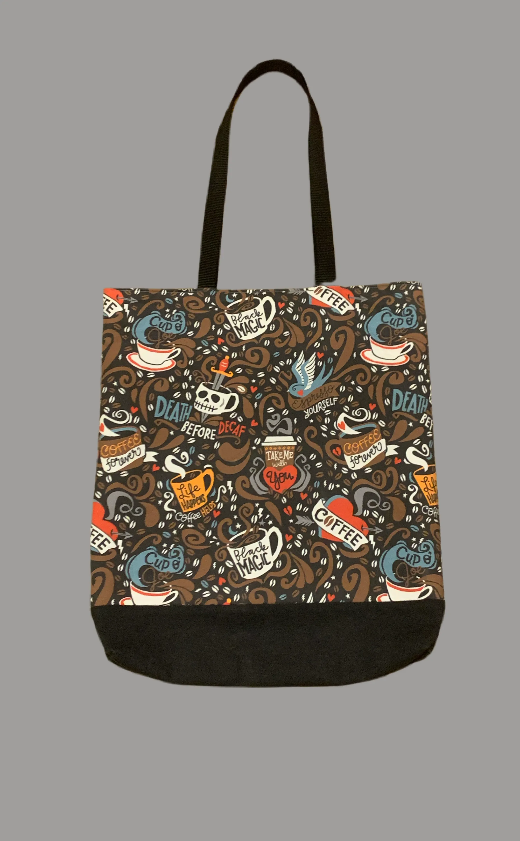 Death Before Decaf Tote Bag