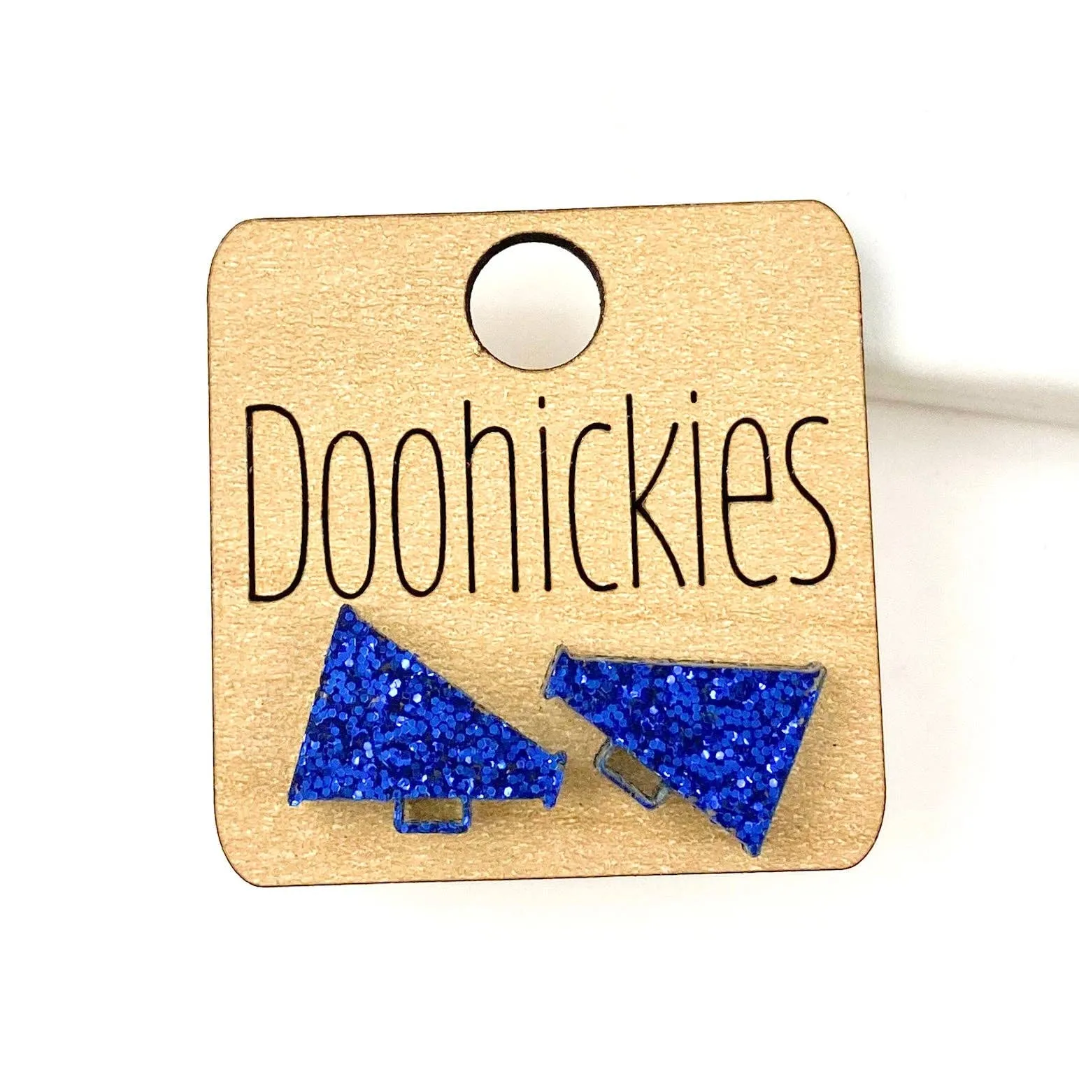 Megaphone Stud Earrings Maroon Glitter Doohickie