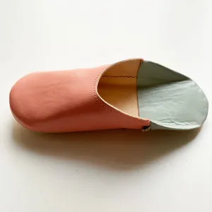 Moroccan Babouche Slippers Peach & Gray