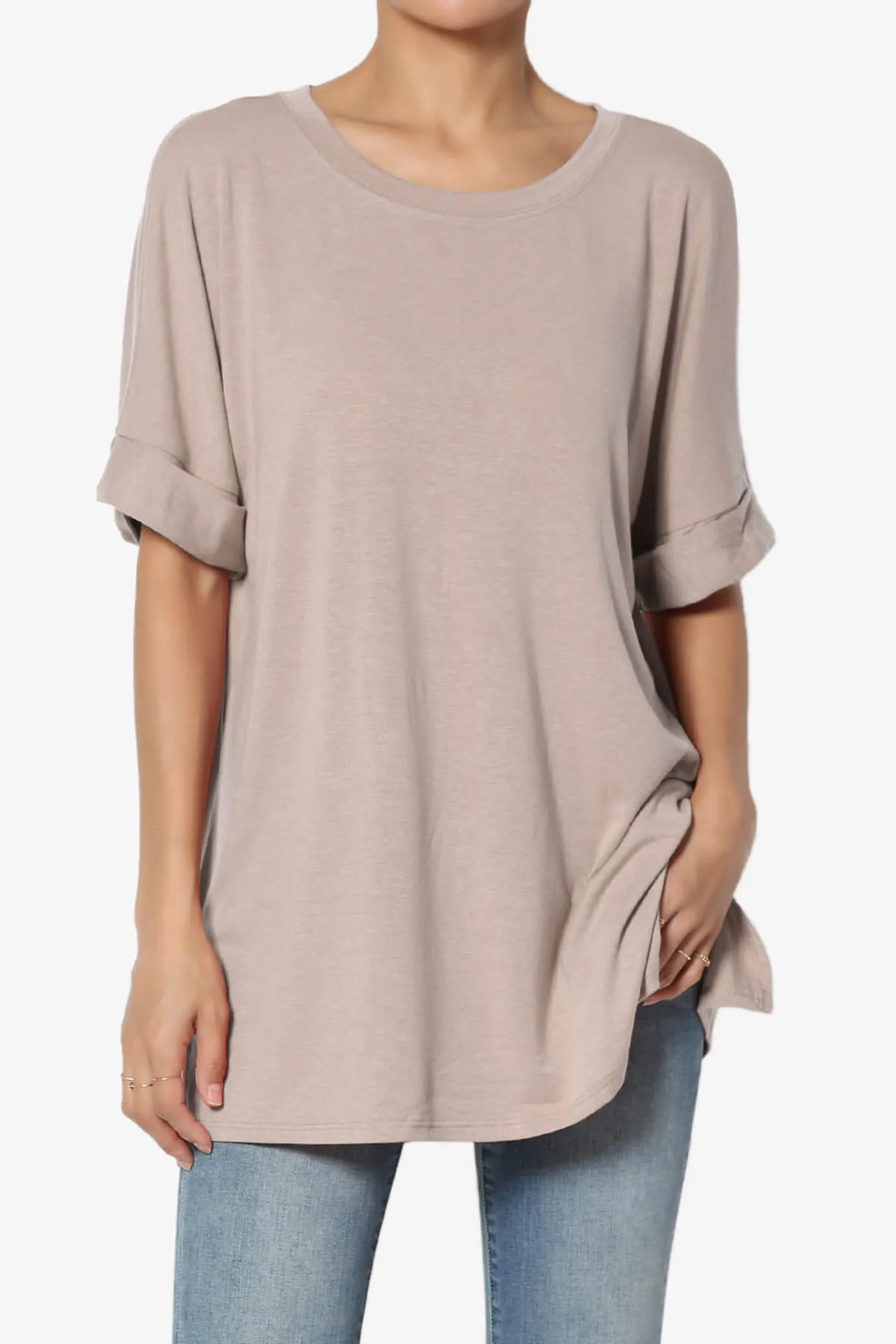 Onella Round Neck Rolled Short Sleeve Top MORE COLORS