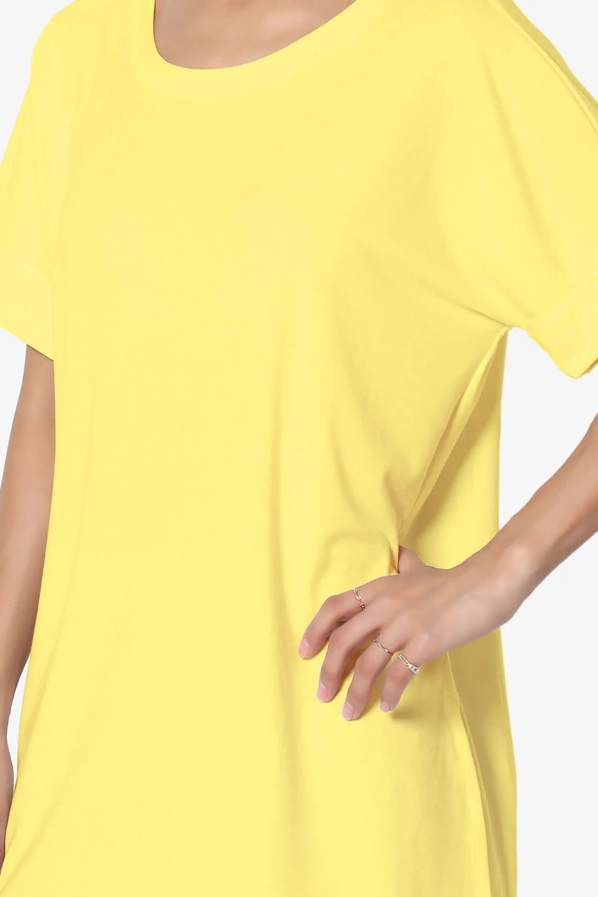 Onella Round Neck Rolled Short Sleeve Top MORE COLORS