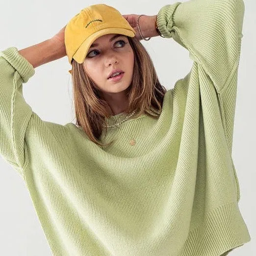 Oversized Side Slit  Cozy Sweater