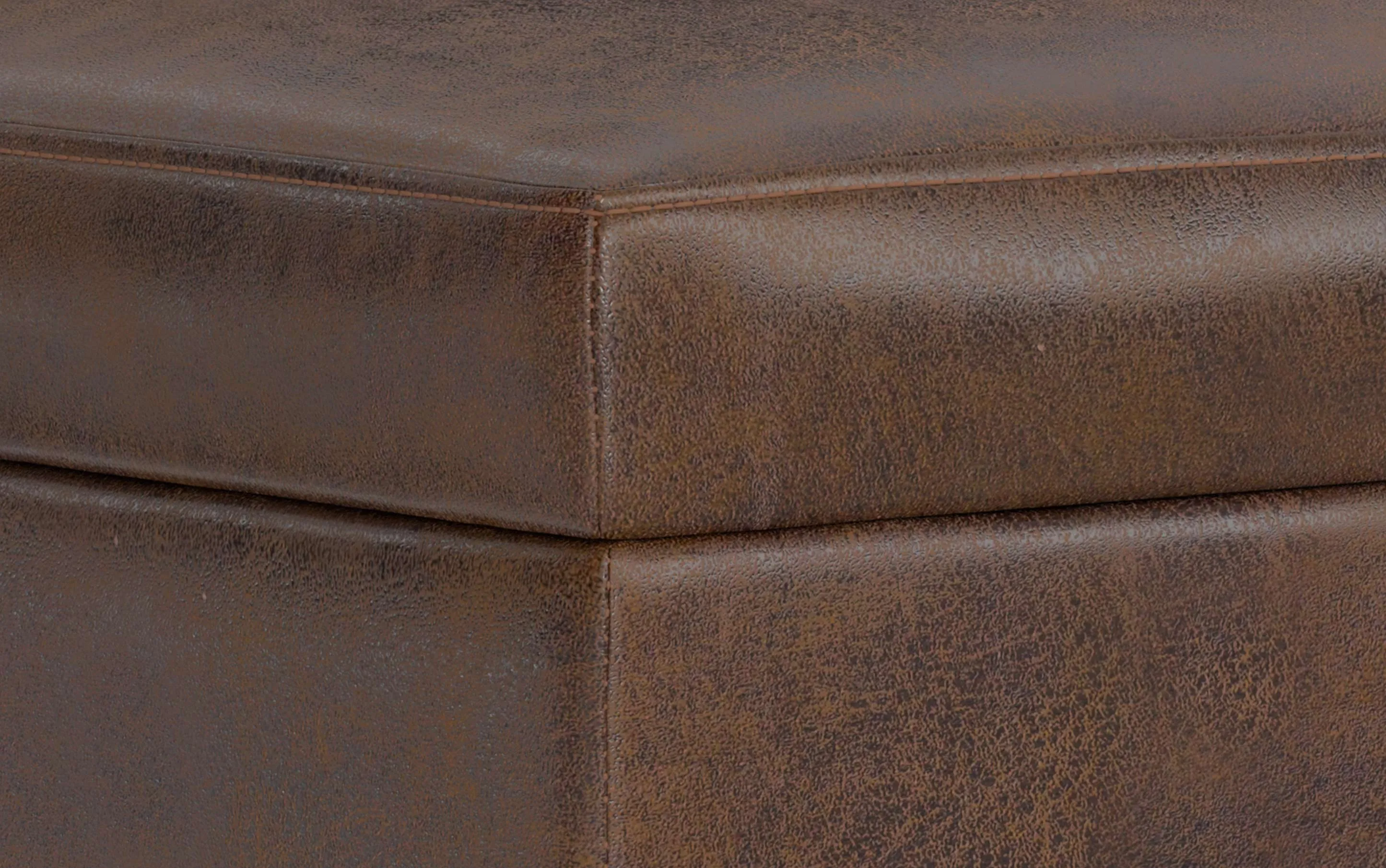 Shiloh Small Storage Ottoman  in Distressed Vegan Leather