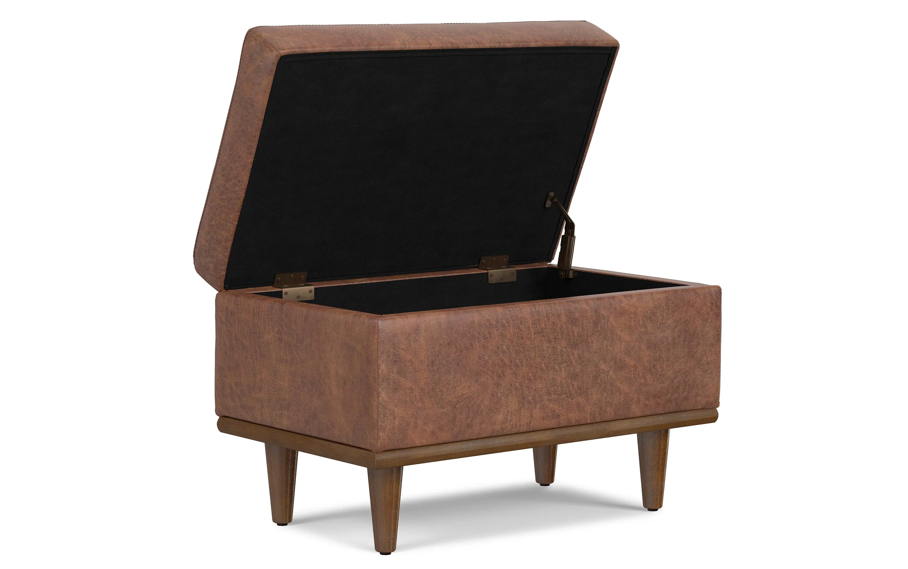 Shiloh Small Storage Ottoman  in Distressed Vegan Leather
