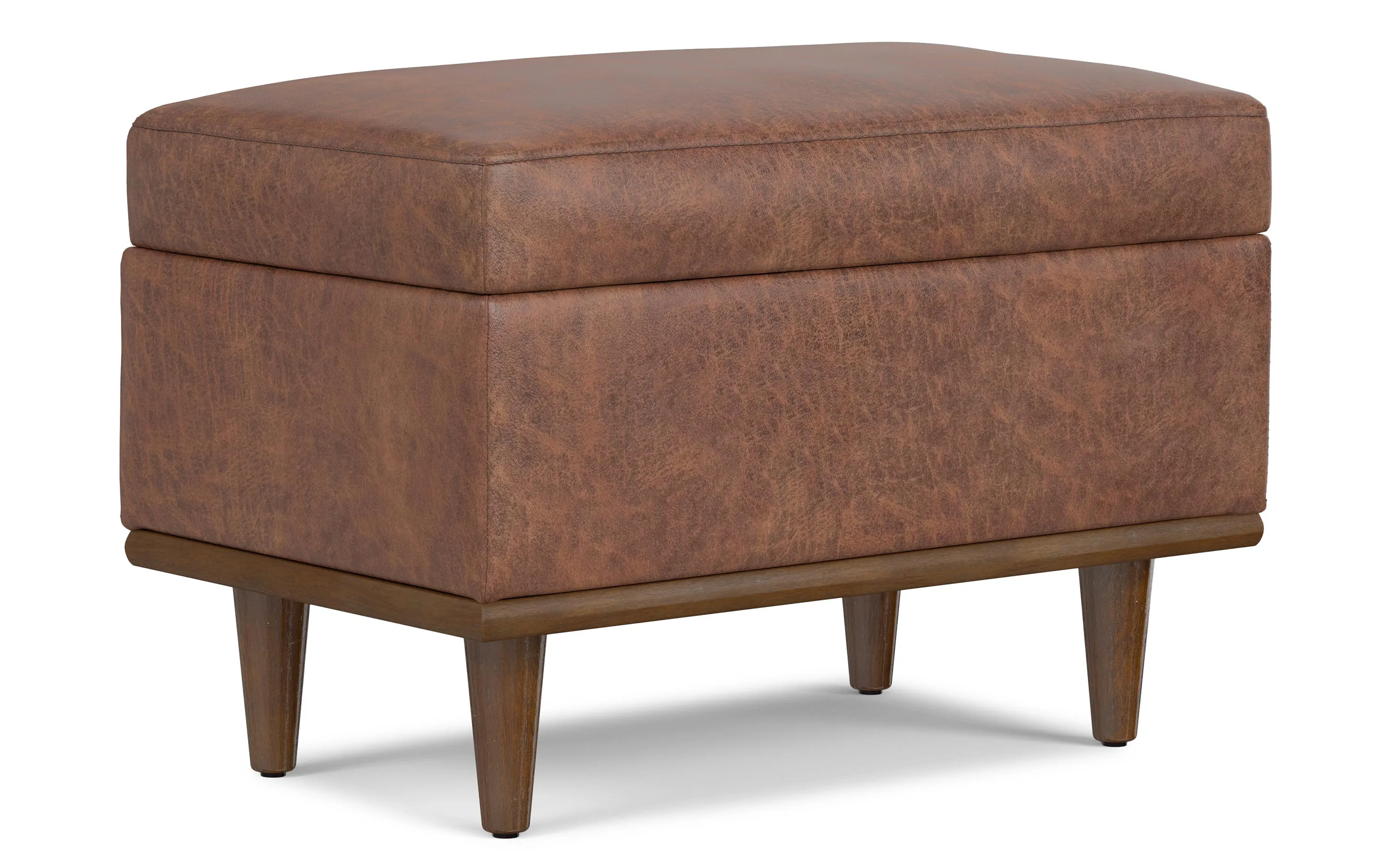 Shiloh Small Storage Ottoman  in Distressed Vegan Leather