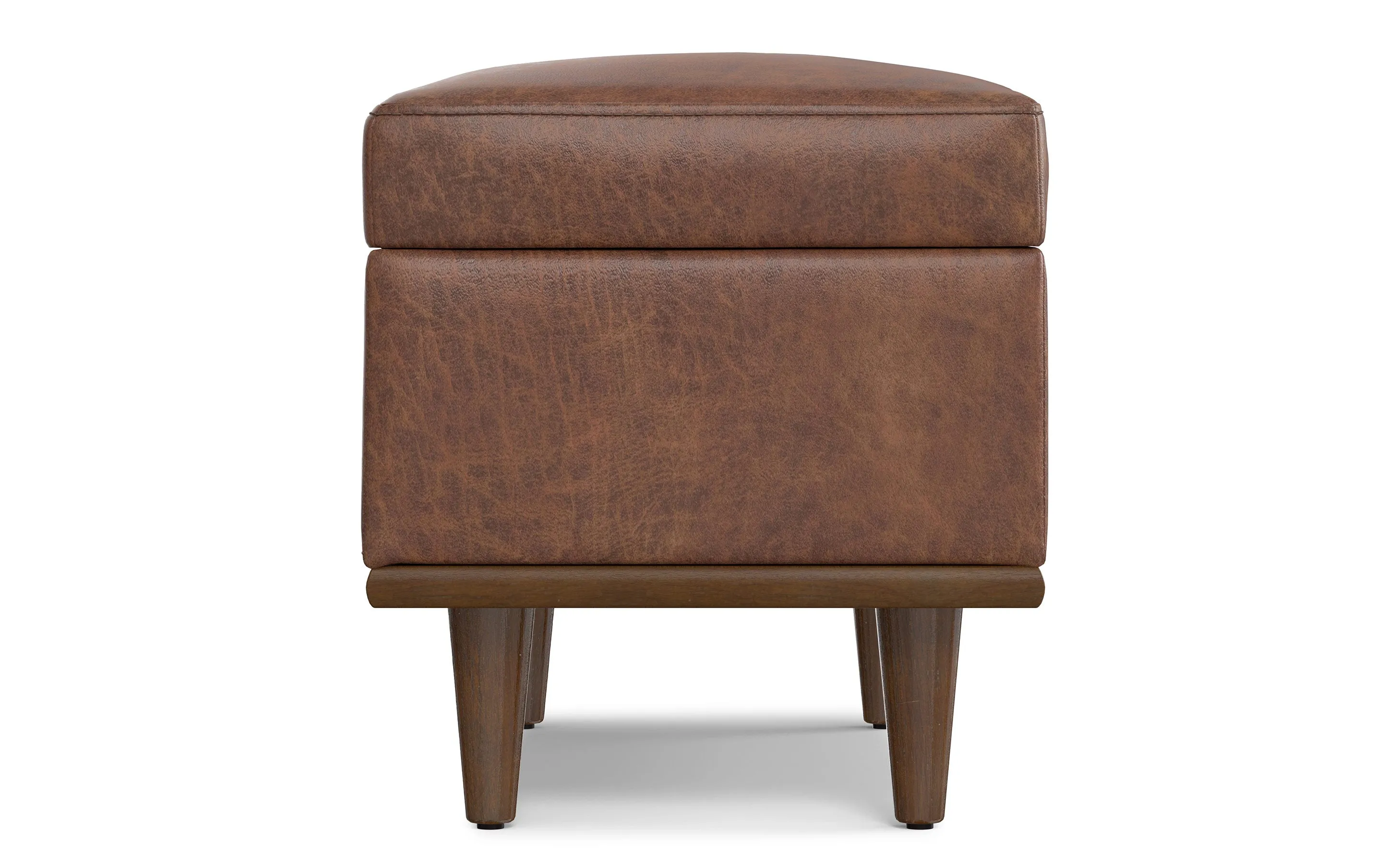 Shiloh Small Storage Ottoman  in Distressed Vegan Leather