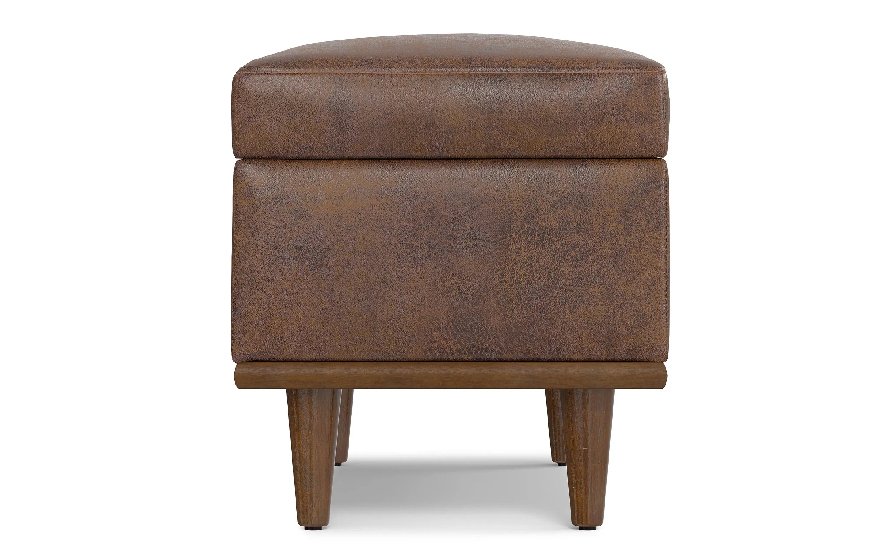 Shiloh Small Storage Ottoman  in Distressed Vegan Leather