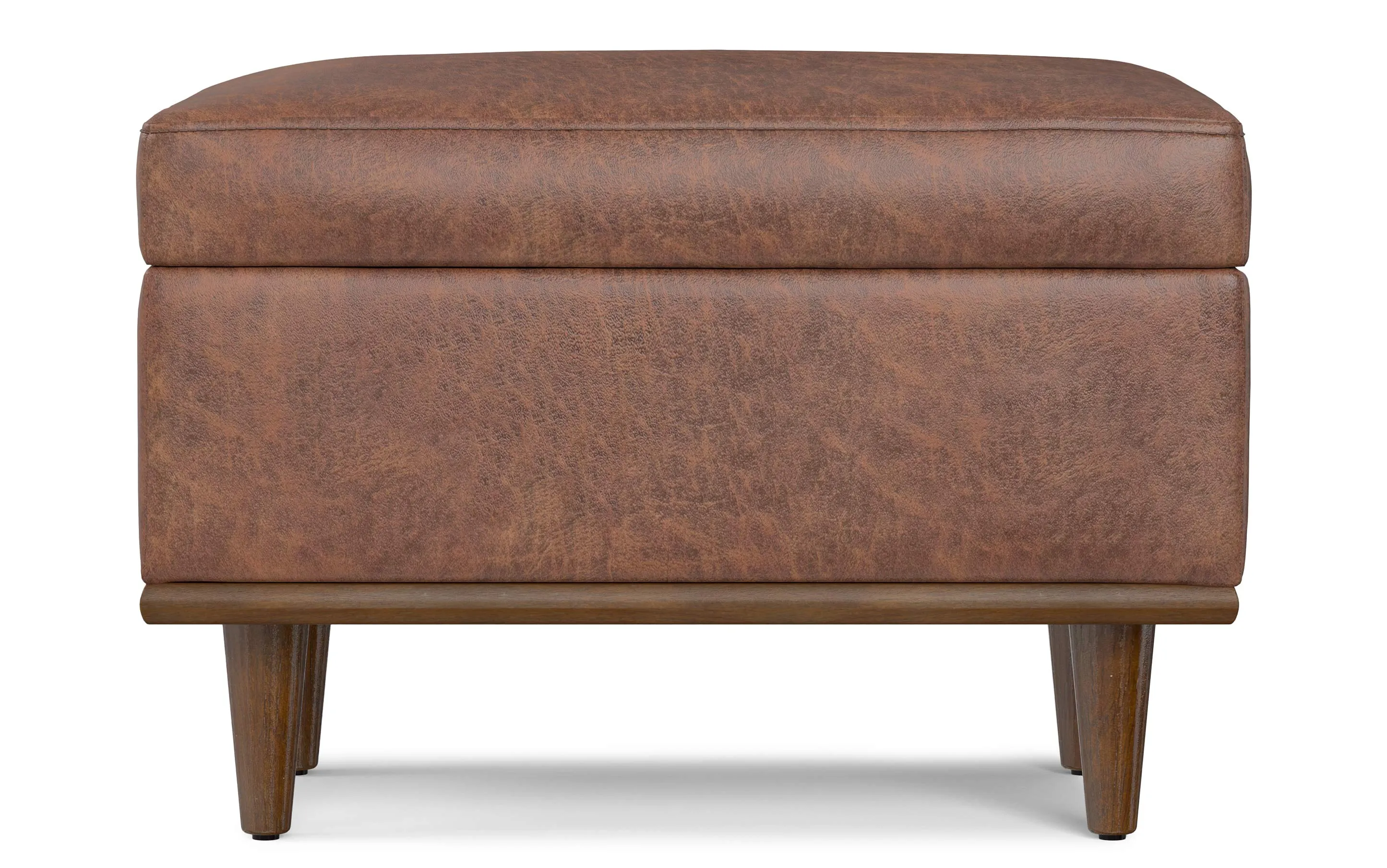Shiloh Small Storage Ottoman  in Distressed Vegan Leather