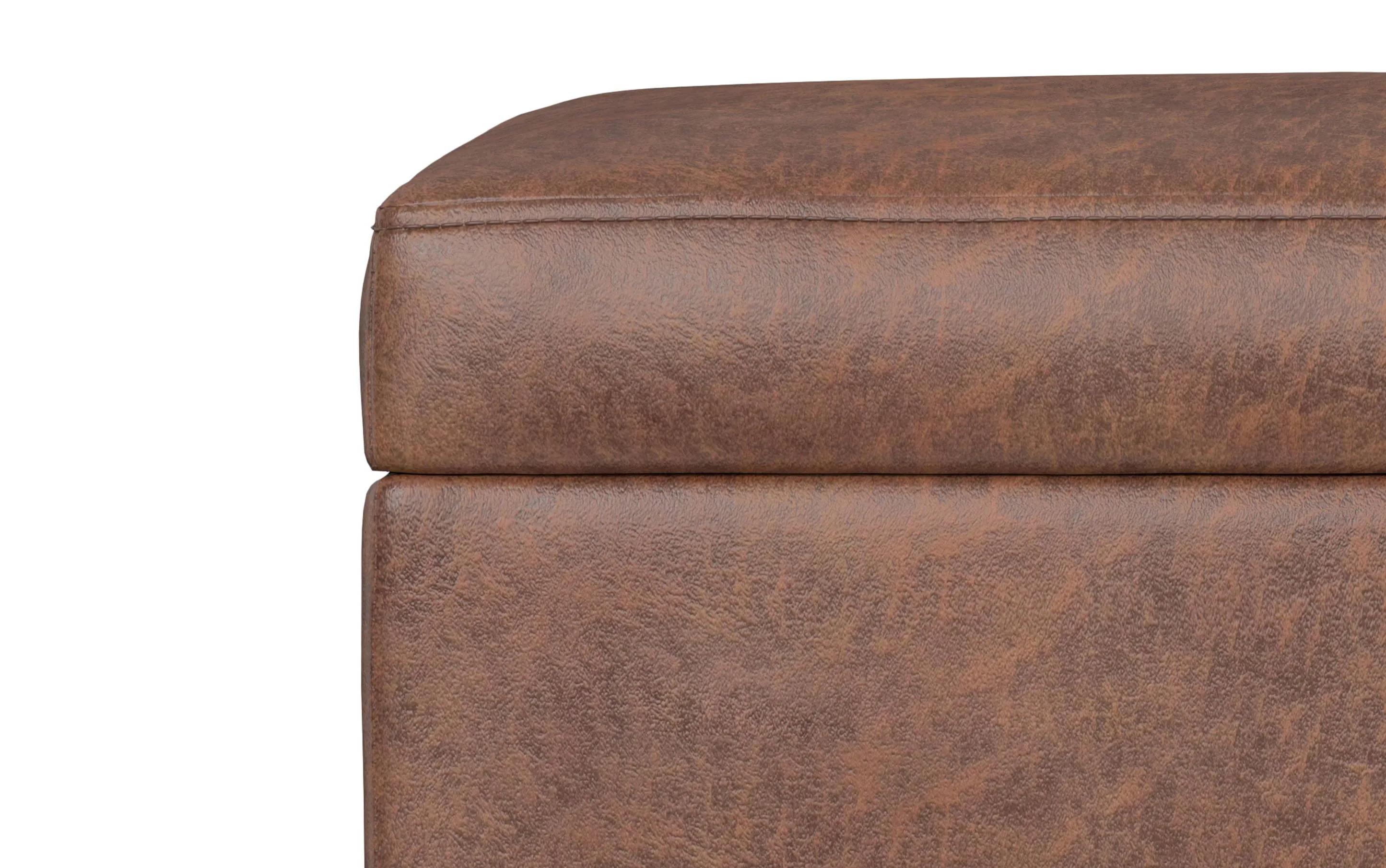 Shiloh Small Storage Ottoman  in Distressed Vegan Leather