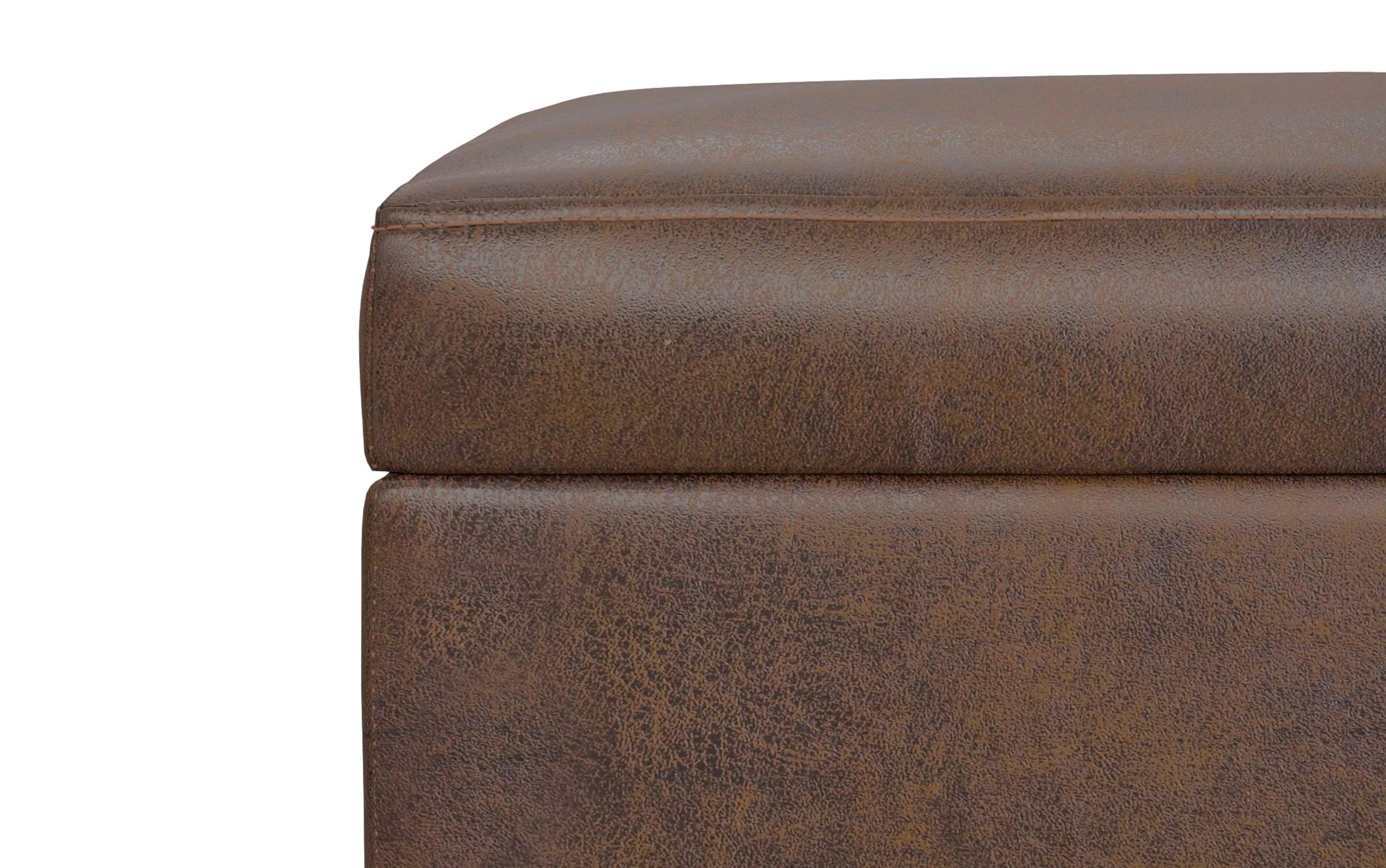 Shiloh Small Storage Ottoman  in Distressed Vegan Leather