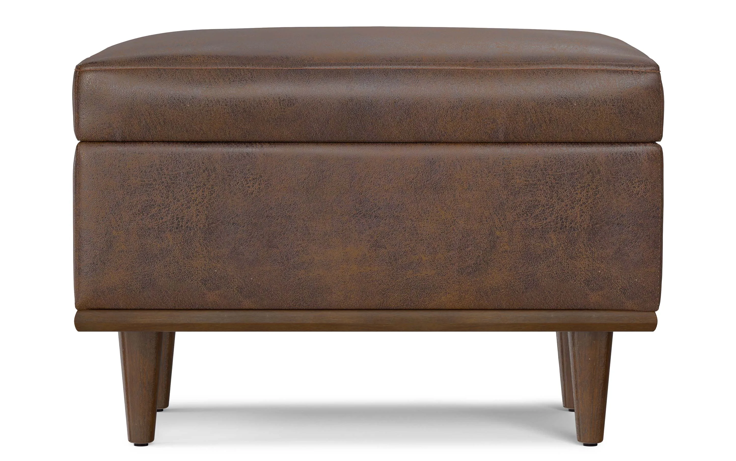 Shiloh Small Storage Ottoman  in Distressed Vegan Leather