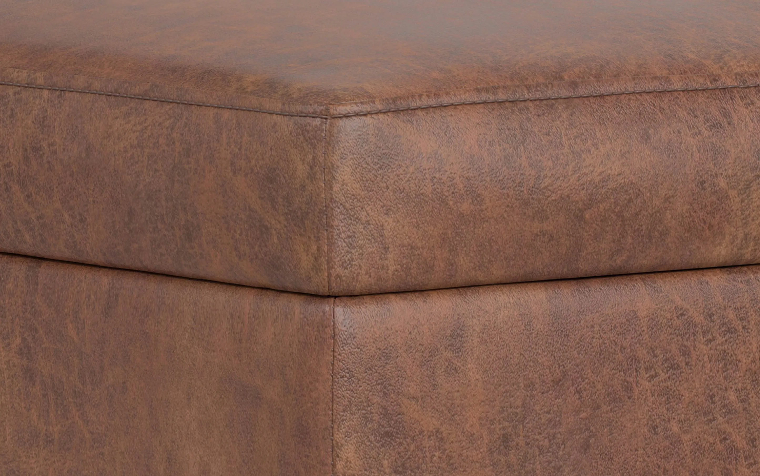 Shiloh Small Storage Ottoman  in Distressed Vegan Leather