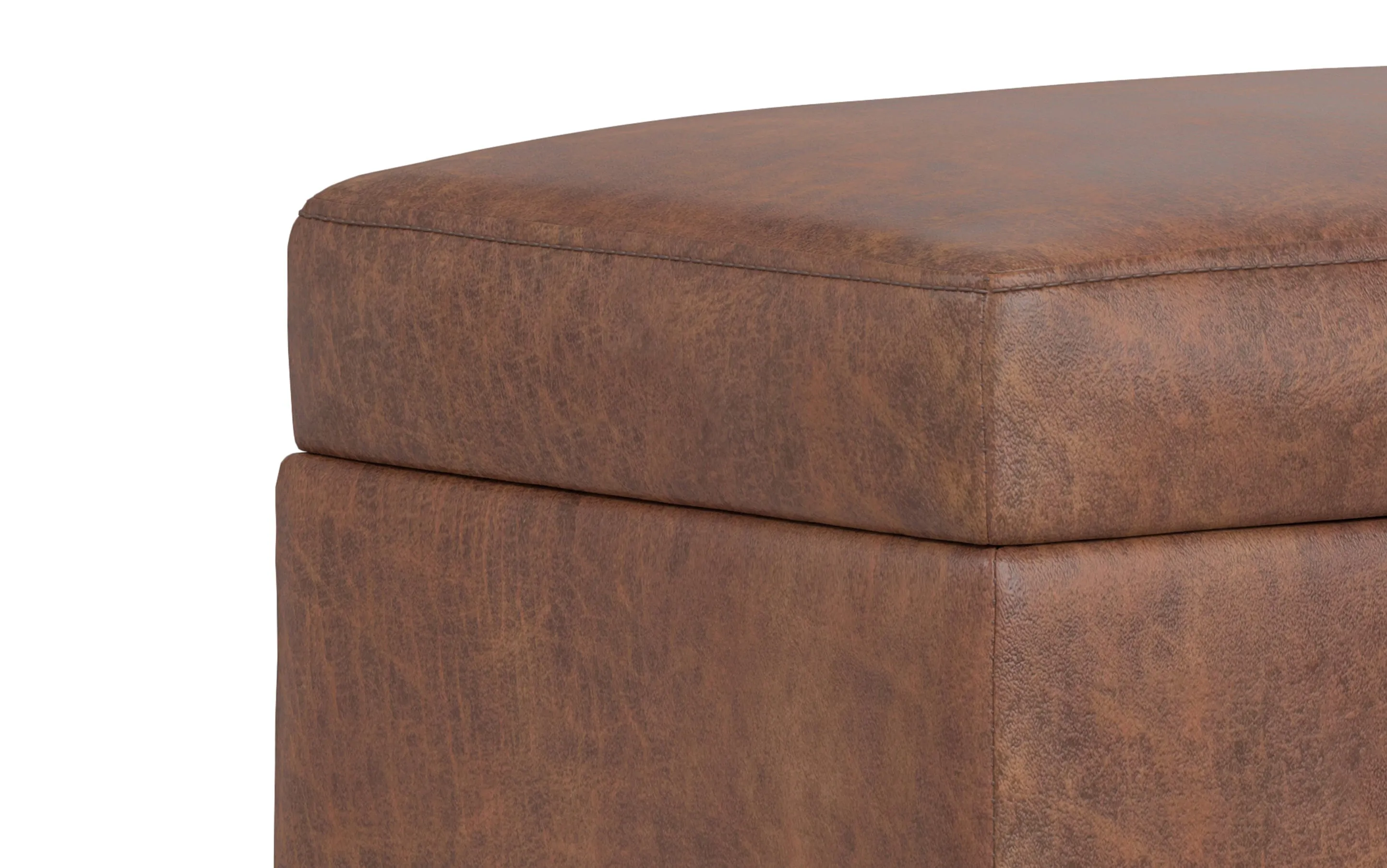 Shiloh Small Storage Ottoman  in Distressed Vegan Leather