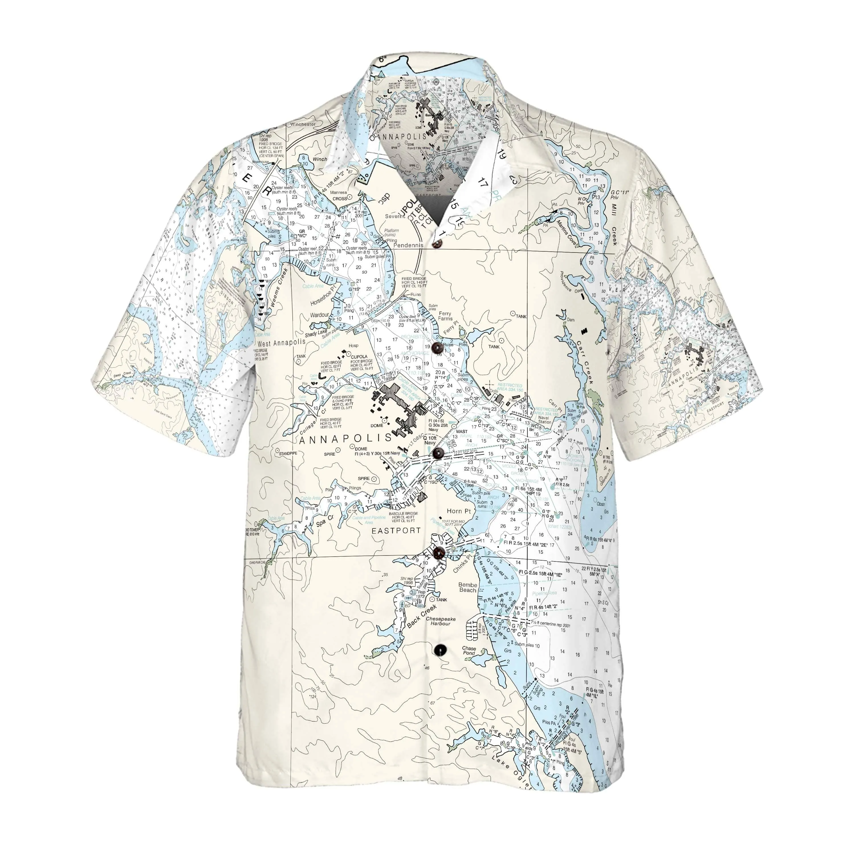 The Annapolis Navigator Coconut Button Camp Shirt