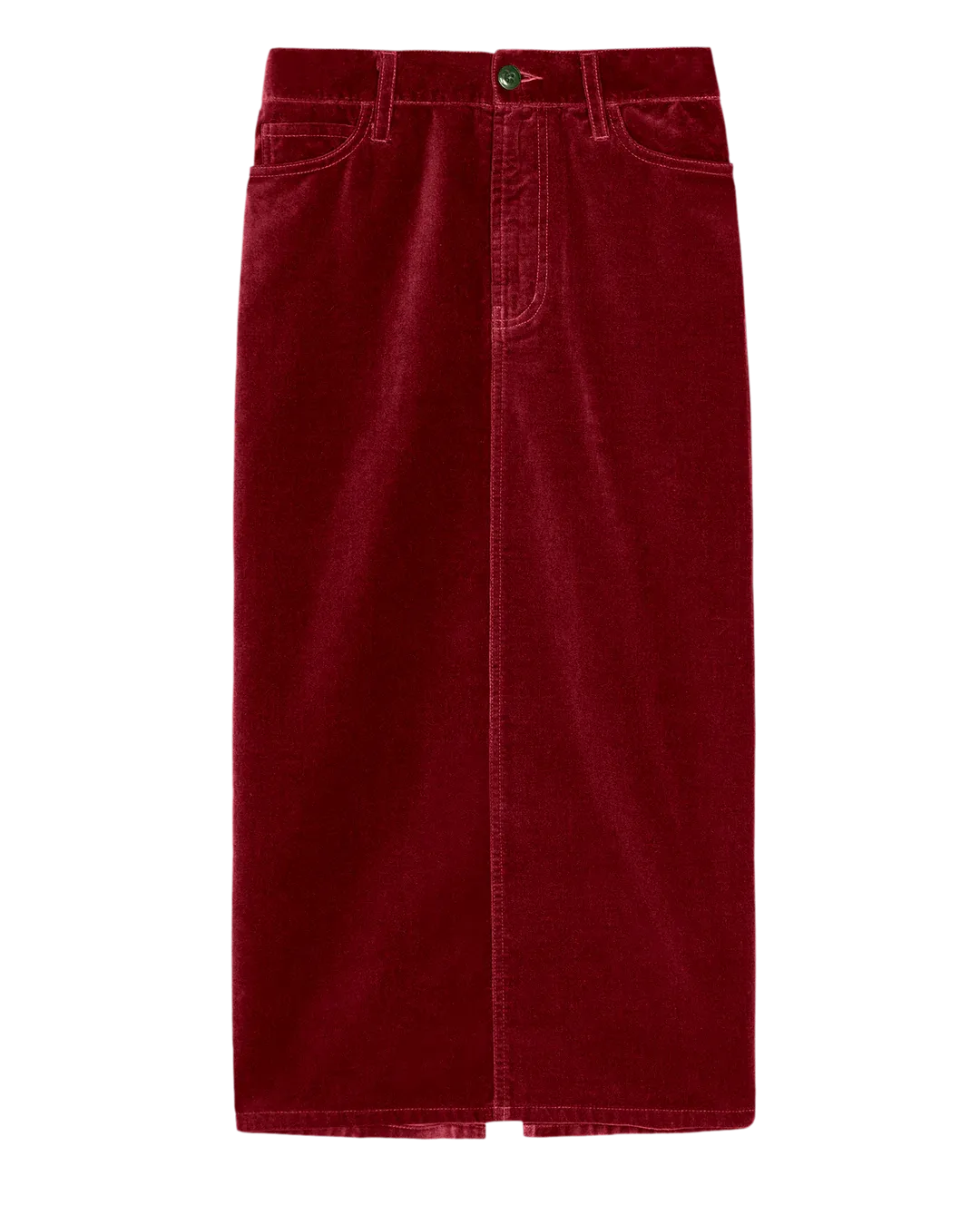 [THE GREAT] The Velvet Column Skirt - Bordeaux
