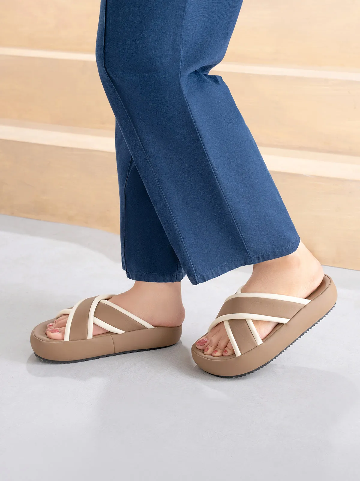 Womens "BOWIE" Cross Over Design Slippers