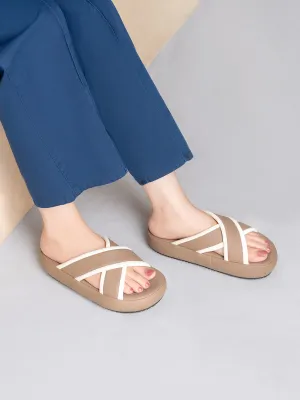 Womens "BOWIE" Cross Over Design Slippers