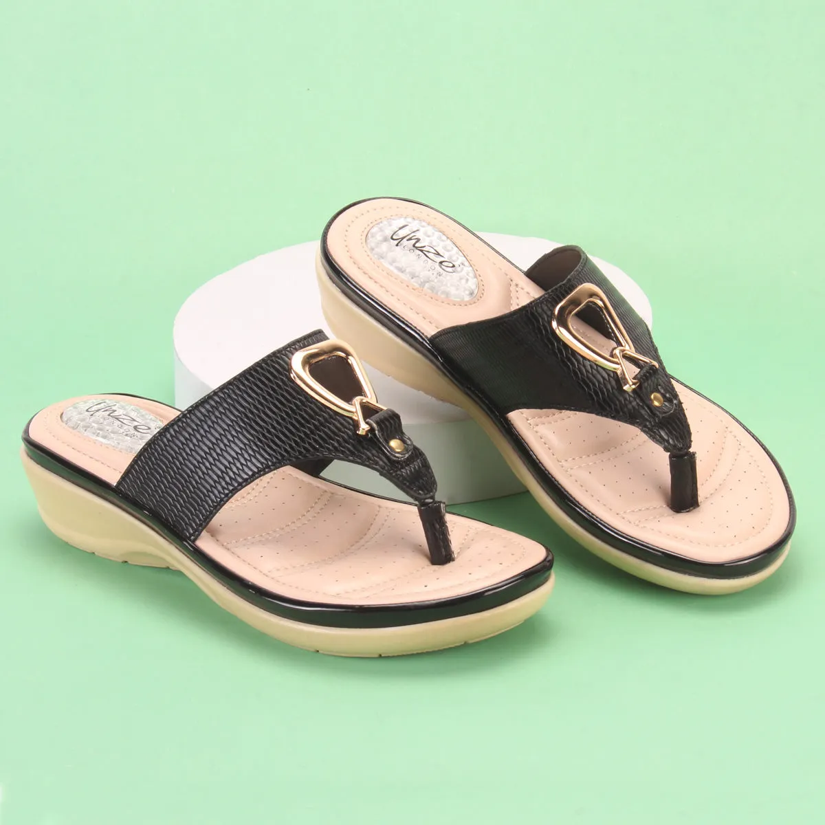 Womens "ERINE" Open Toe Comfy Everyday Wedge Slipper