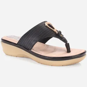 Womens "ERINE" Open Toe Comfy Everyday Wedge Slipper
