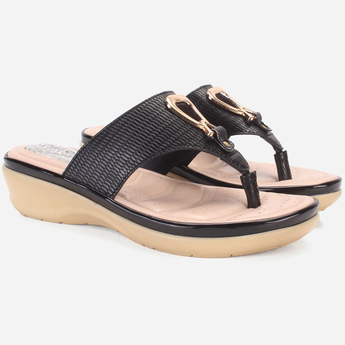 Womens "ERINE" Open Toe Comfy Everyday Wedge Slipper